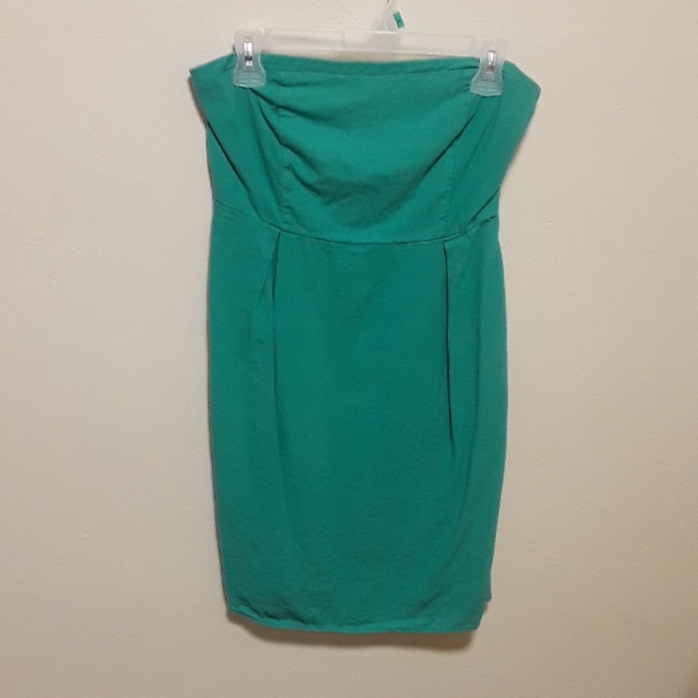 Strapless green summer dress